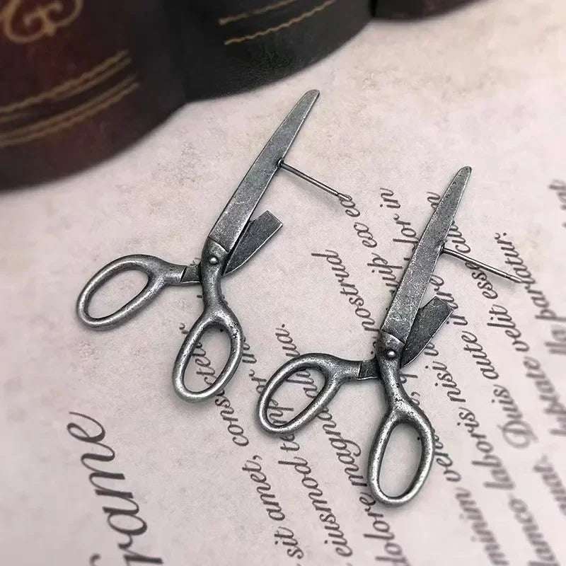 Gothic Scissors Stud Earrings – Punk Unisex