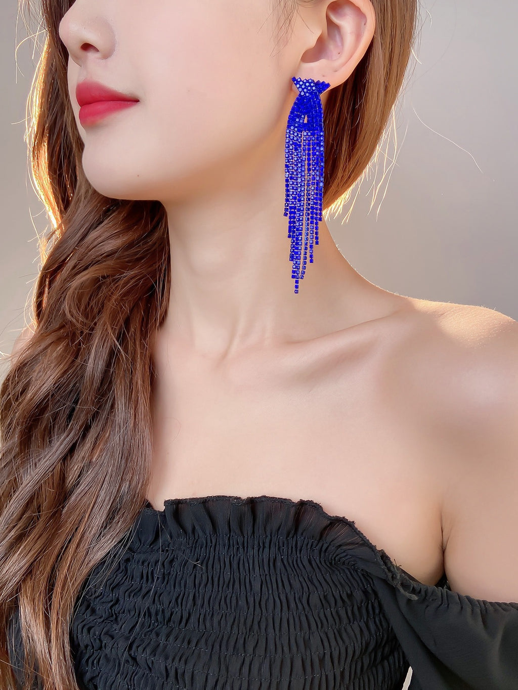 Jewelry Women's Earrings Stud Earrings Glass Rhinestone Claw Chain