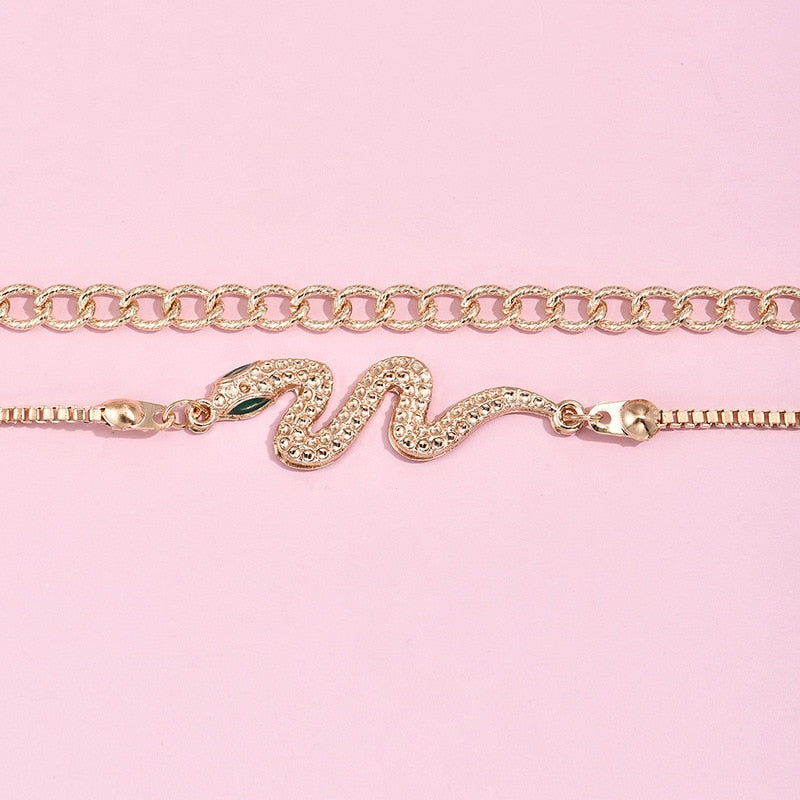 Crystal Snake Bracelet | Gold Rhinestone Serpent Cuff Jewelry