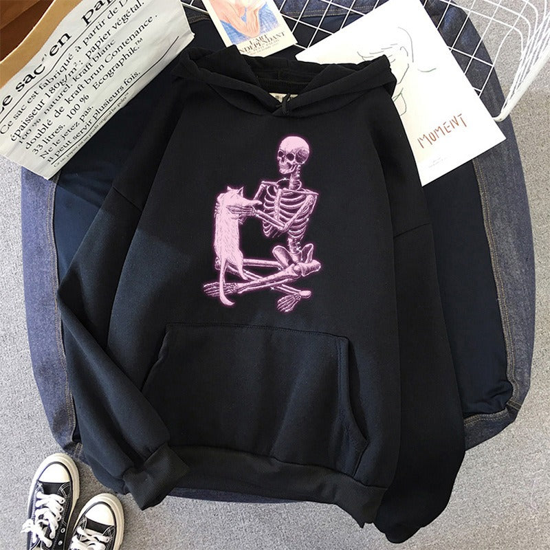 Dark Gothic Oversized Hoodie | Hip-Hop Pullover Sweatshirt