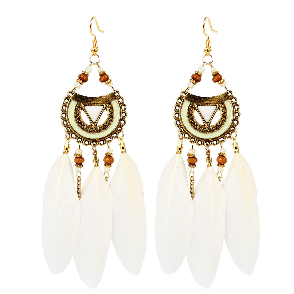 Triangular Feather Tassel Earrings