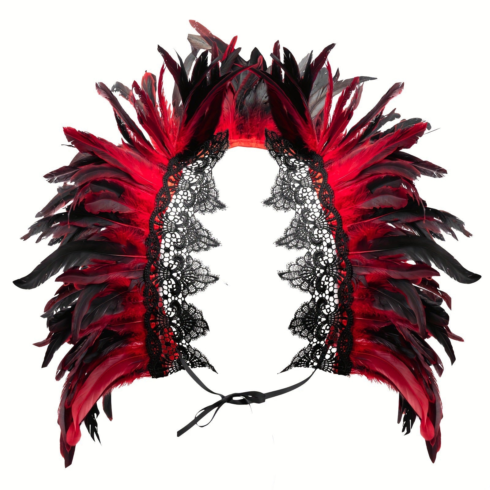 Gothic Feather Lace Long Shawl