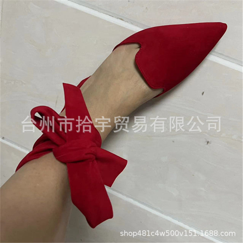 Pointed Toe Ankle Strap Flat Sandals