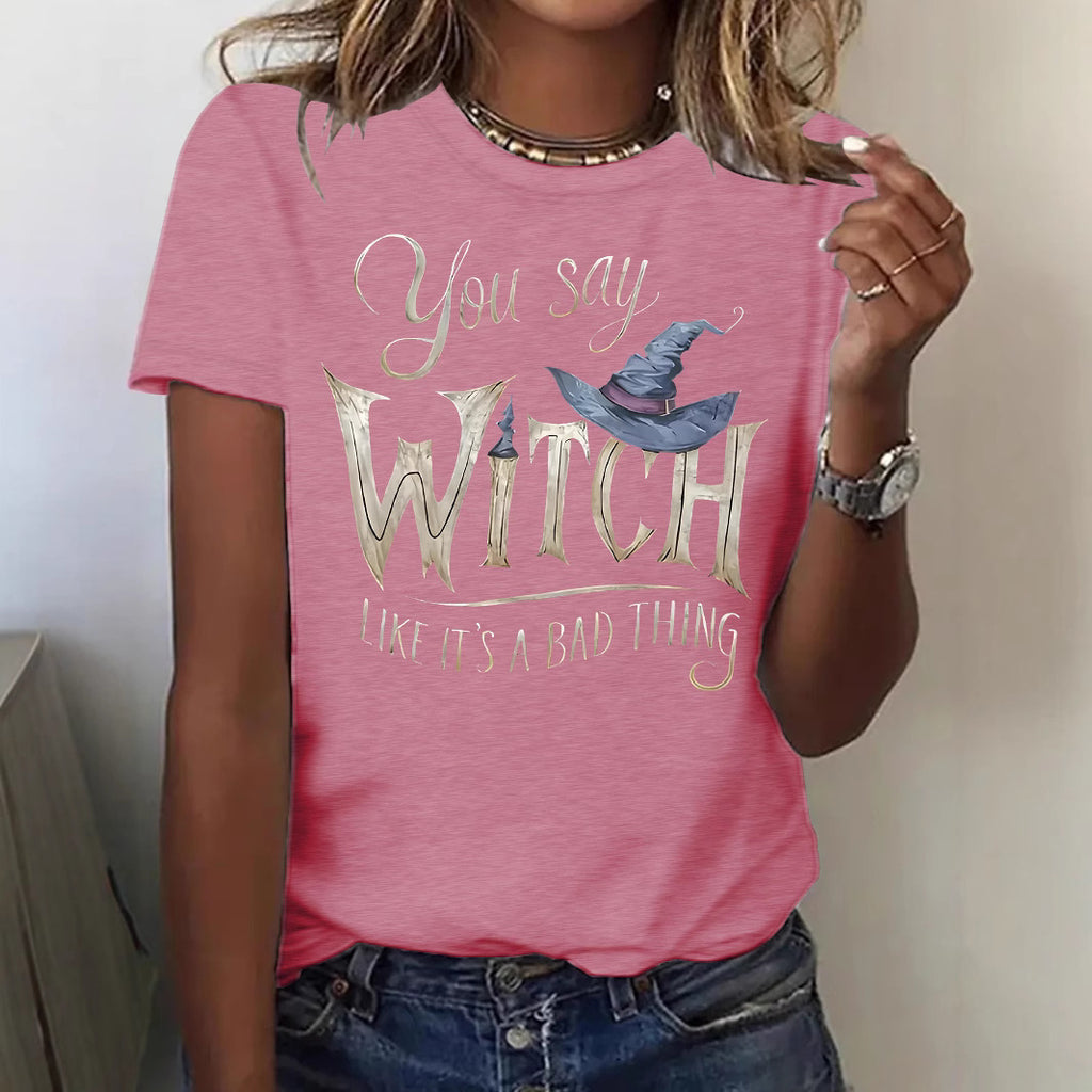 Printed Witch Halloween Short Sleeve Tee