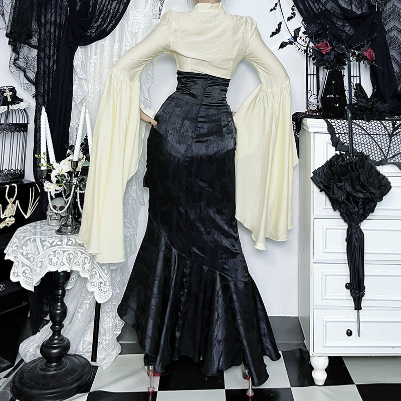 Gothic High Waist Fishtail Maxi Skirt