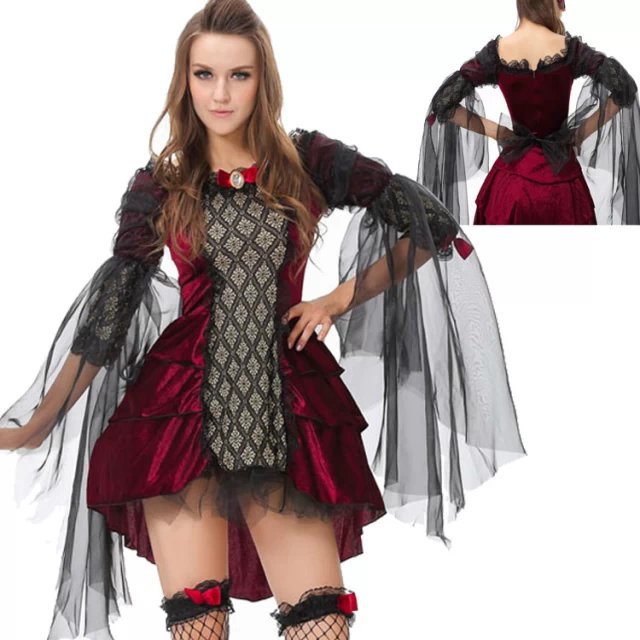 Vampire Gothic Queen Lace Dress | Halloween & Party Performance Costume