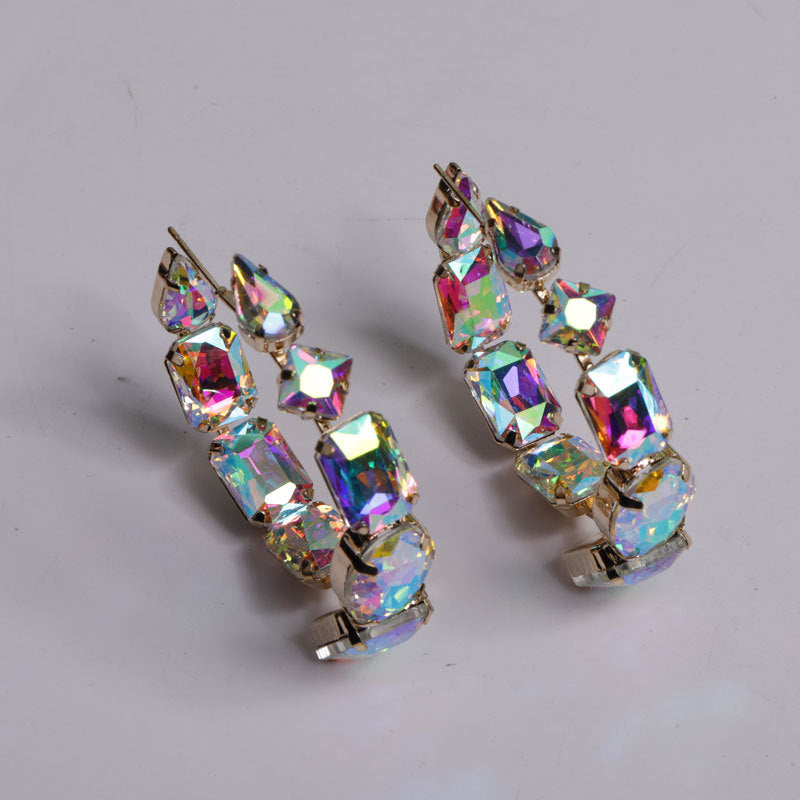 Large Circle Rhinestone Earrings – Crystal Statement