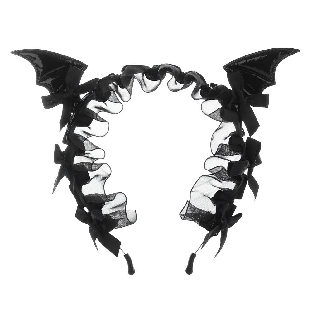Gothic Bat Lace Headband | Dark Lolita Hair Accessory for Halloween & Cosplay
