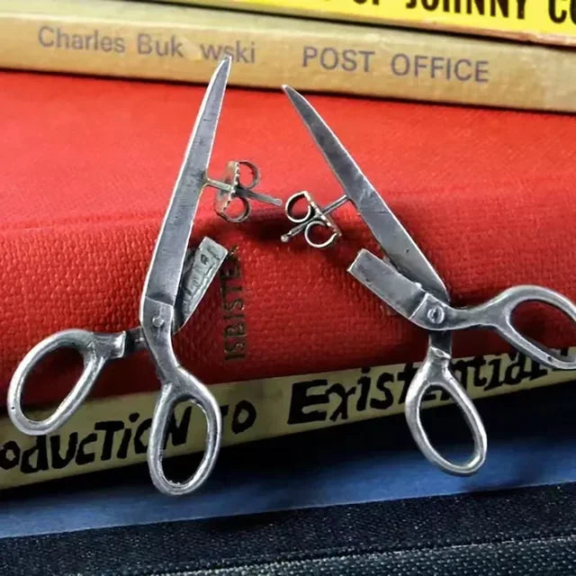 Gothic Scissors Stud Earrings – Punk Unisex