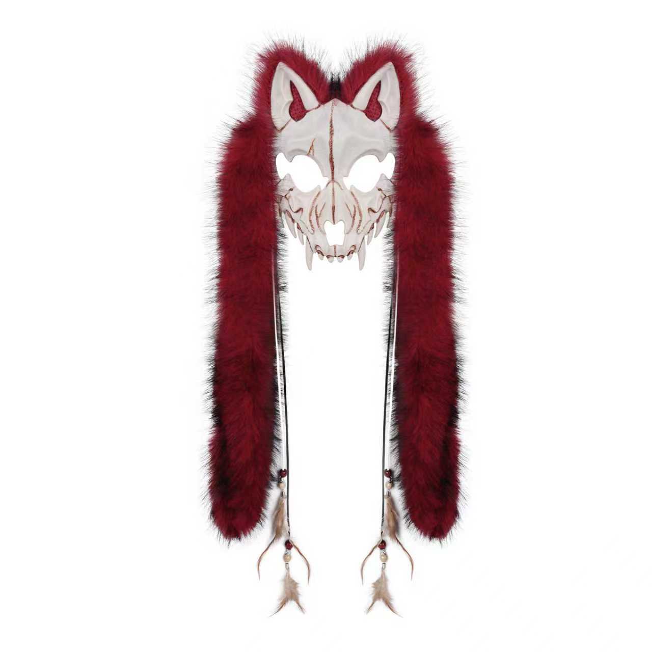 Faux Fur Fox & Werewolf Mask | Viking Animal Headwear | Halloween Cosplay | 6 Colors