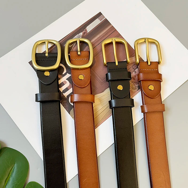 Women's Fashion Genuine Leather Cummerbunds Female Dress Corsets Waistband Belts Decoration Narrow Belt