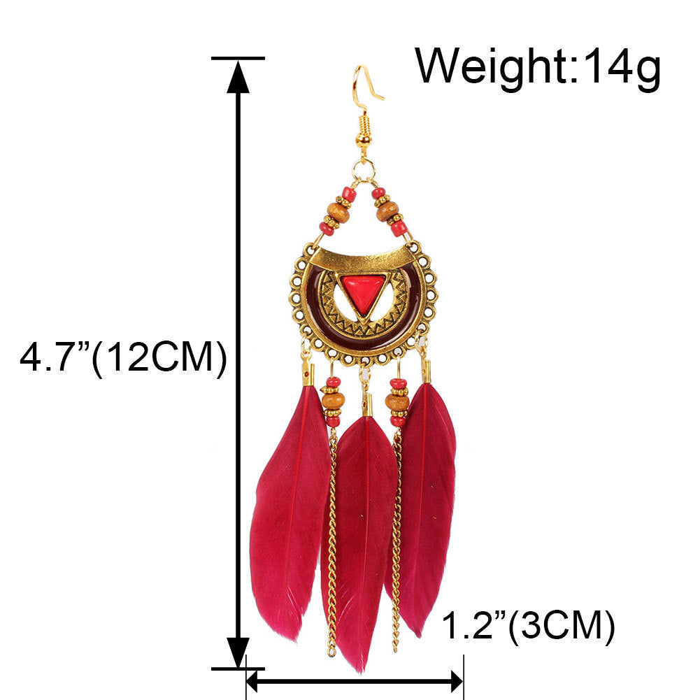 Triangular Feather Tassel Earrings