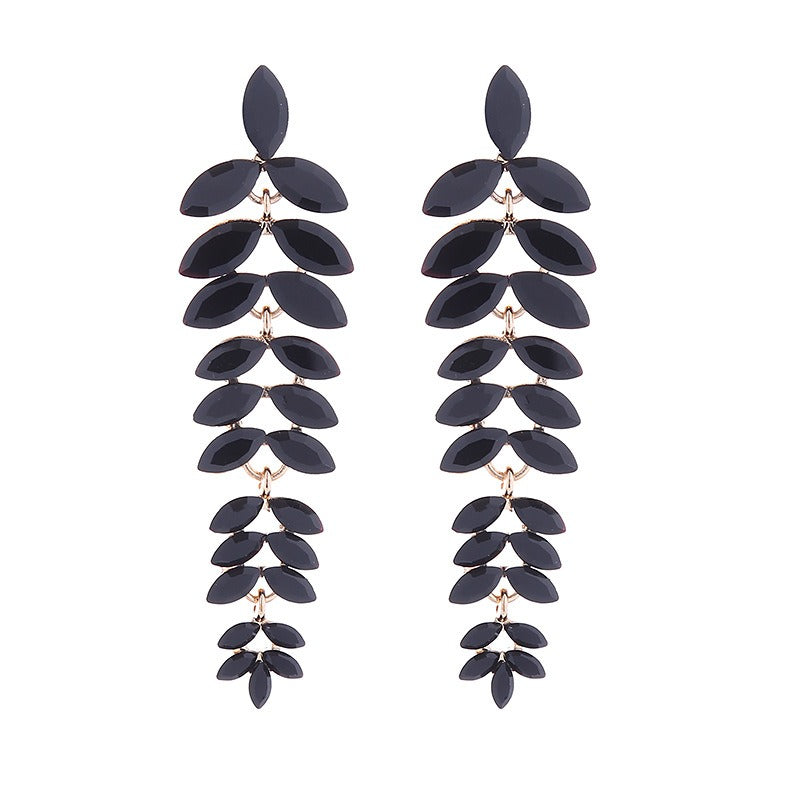Diamond Leaf Flower Earrings