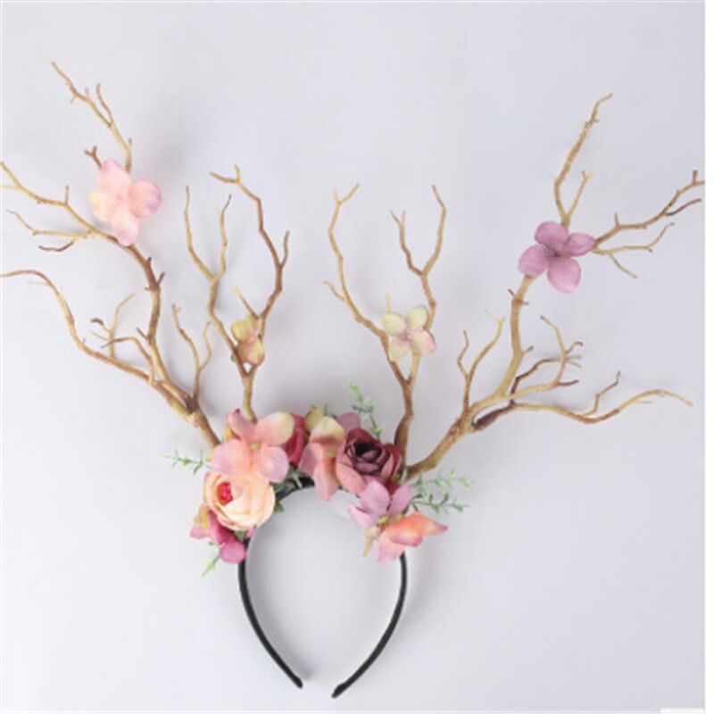 Gothic Antler & Floral Headband | Dark Forest Cosplay Crown