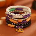 Gothic Pumpkin Multi-Layer Bracelet Set | Punk Alloy Ceramic Halloween Jewelry