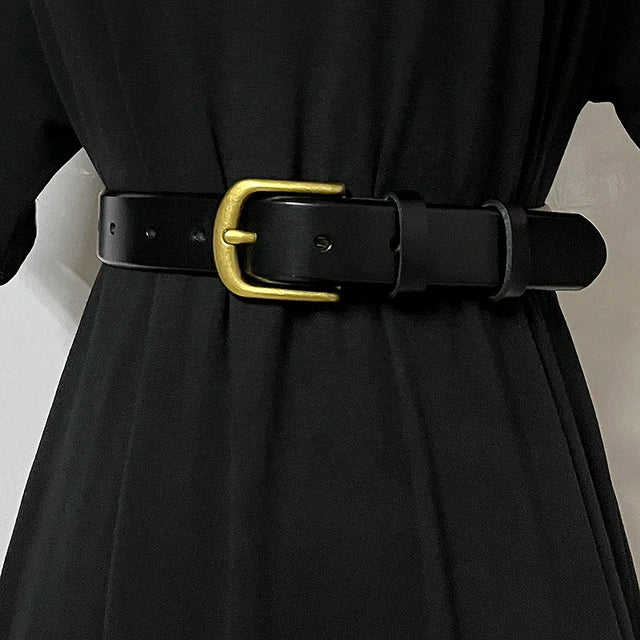 Women's Fashion Genuine Leather Cummerbunds Female Dress Corsets Waistband Belts Decoration Narrow Belt
