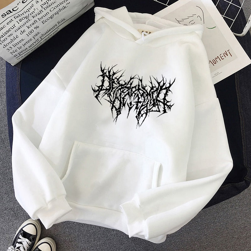 Dark Gothic Oversized Hoodie | Hip-Hop Pullover Sweatshirt