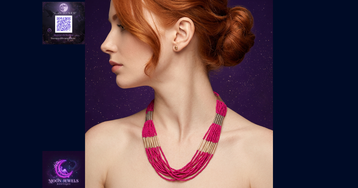 Vintage Hot Pink Multi-Strand Statement Necklace