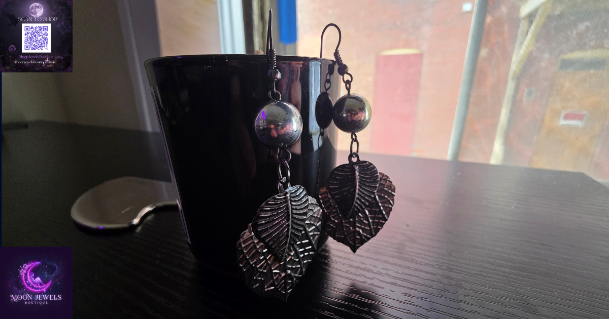 Silver Etched Leaf Dangle Earrings
