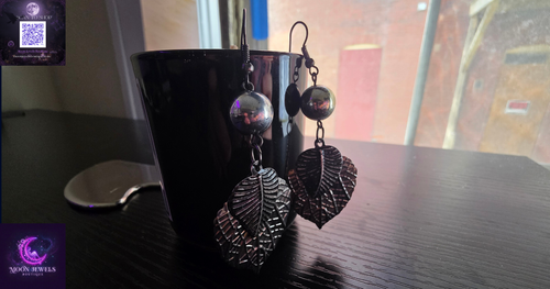 Silver Etched Leaf Dangle Earrings