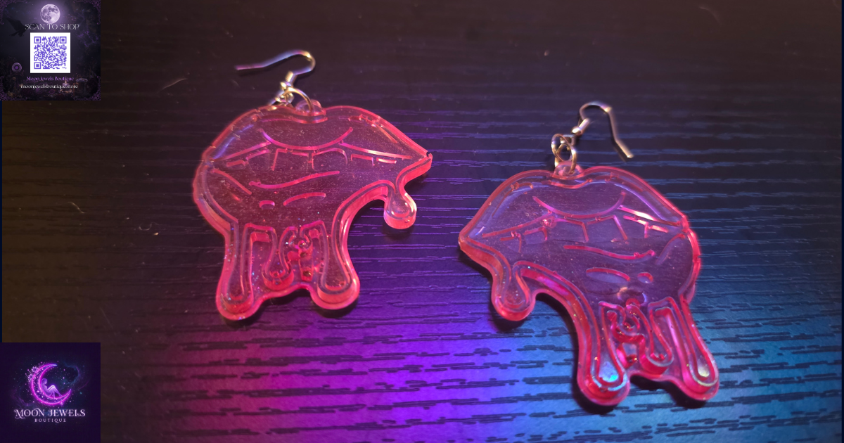 Handmade Cosmic Drip Melting Lips Earrings