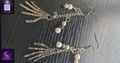Gothic Skeleton Hand Pearl Cascade Statement Earrings