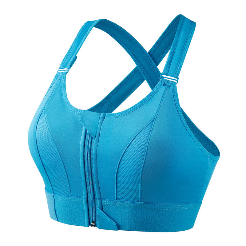 Front Zip Sports Bra | Wire-Free, Shockproof & Back Cross Design