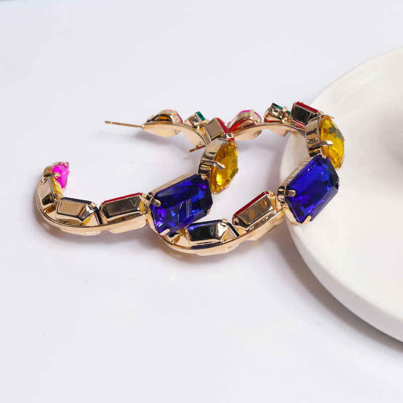 Large Circle Rhinestone Earrings – Crystal Statement