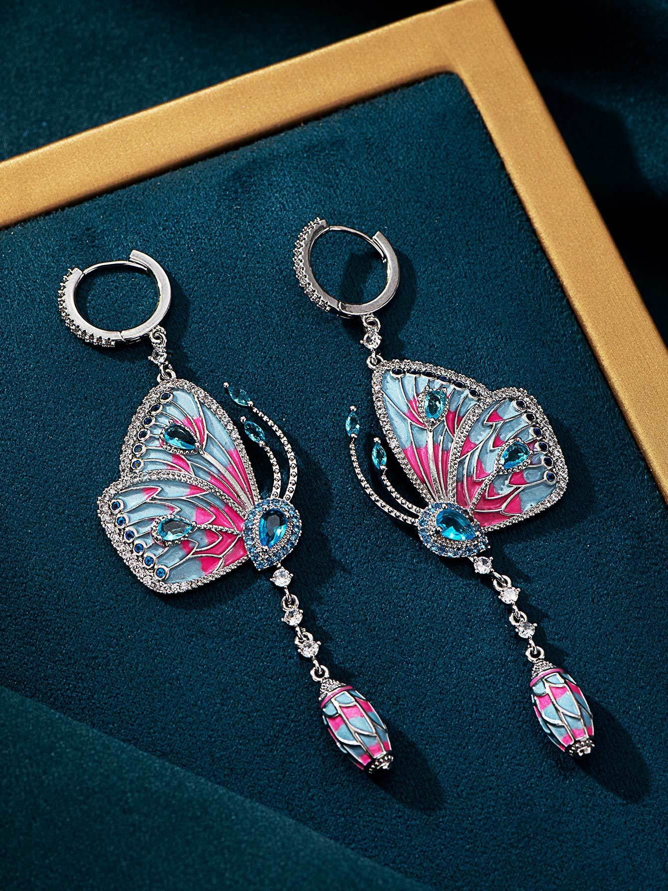 Butterfly Diamond Long Earrings