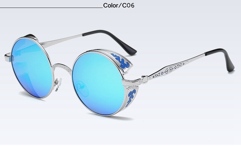 Steampunk Gothic Round Sunglasses – UV400 Polarized
