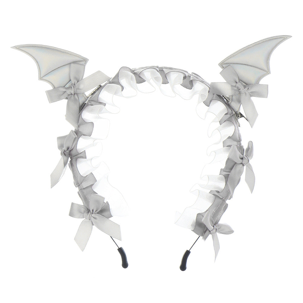 Gothic Bat Lace Headband | Dark Lolita Hair Accessory for Halloween & Cosplay