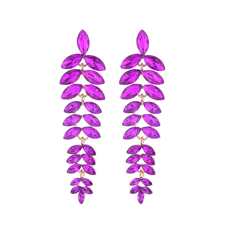 Diamond Leaf Flower Earrings