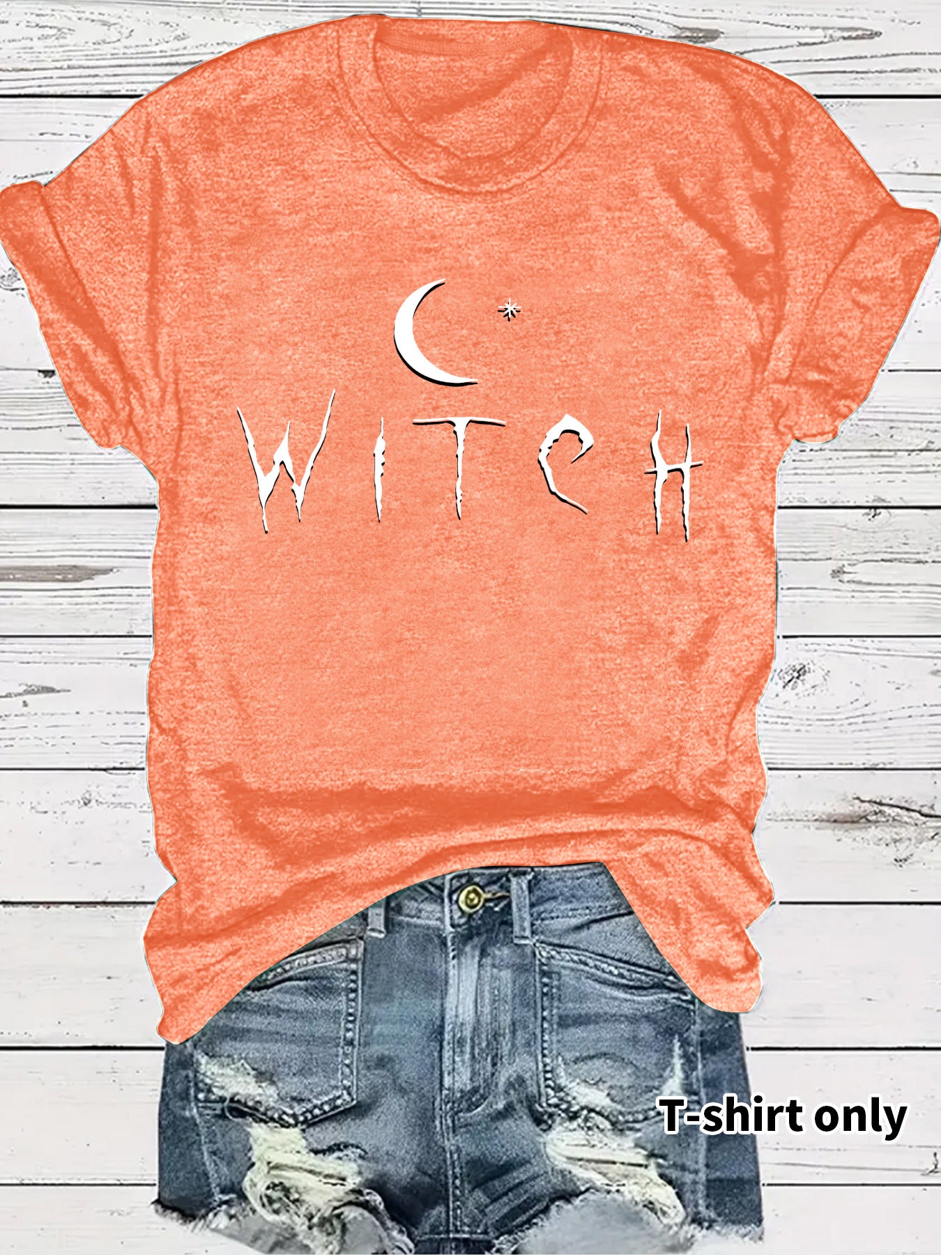 Witch Pattern Round Neck Short Sleeve Tee