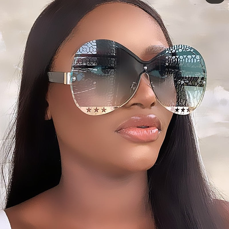 Gradient Five-Star Hollowed Metal Runway Sunglasses | Fashion Trend Eyewear | 7 Color Ways