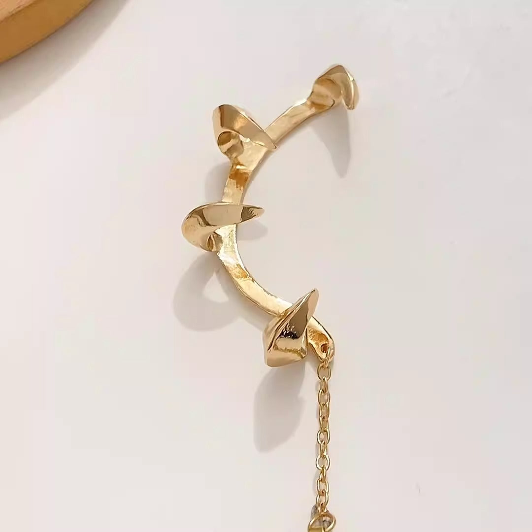 Gothic Devil Minion Ear Clips | No-Pierce Alloy Ear Bone Cuff | Punk Dark Jewelry | White & Gold