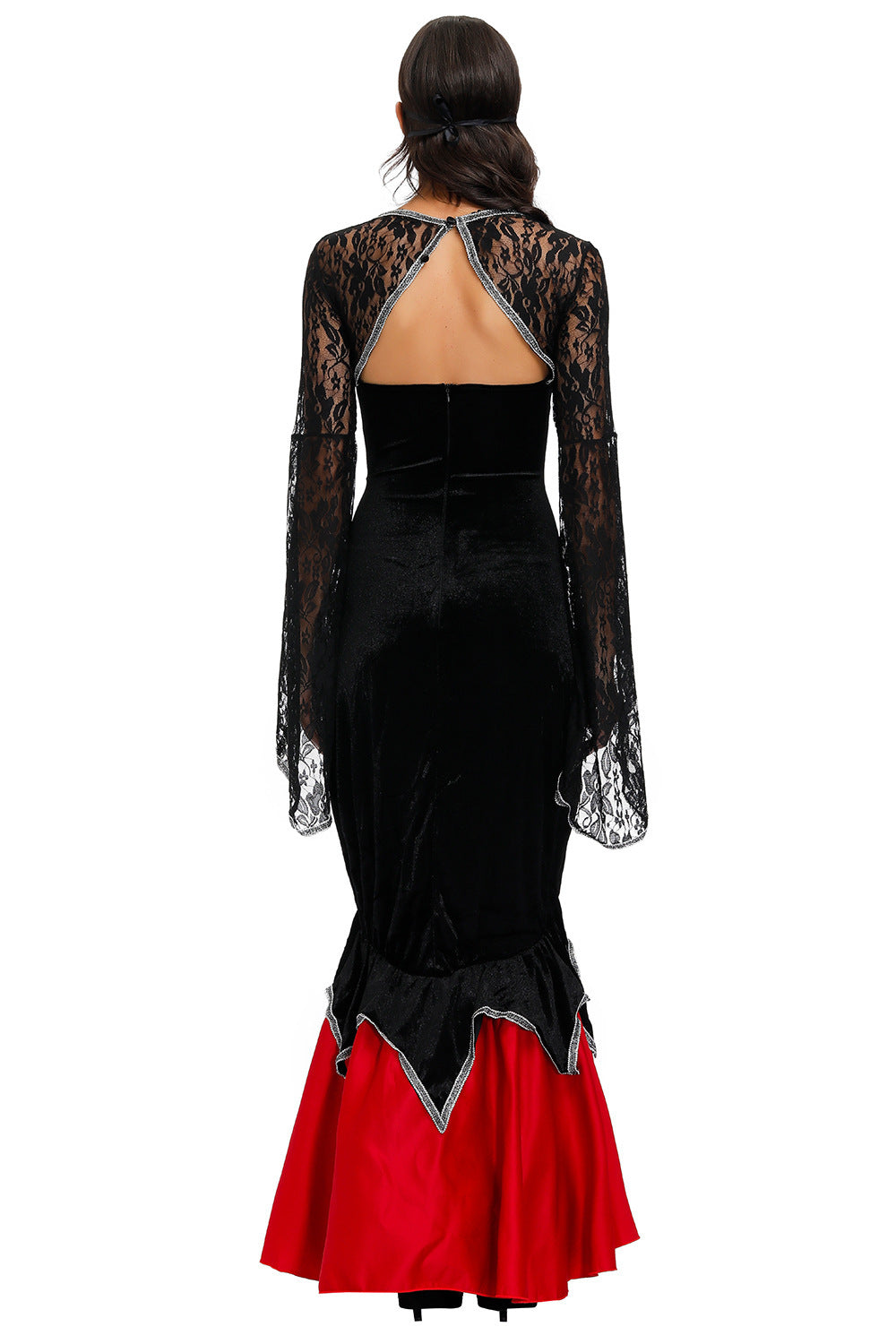Gothic Vampire Punk Queen Lace Evening Gown | Halloween Costume Dress
