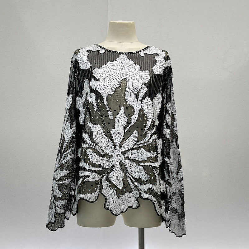 Gothic Punk Sequin Embroidered Pullover Top