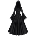 Midnight Gothic Hooded Long Dress | Medieval Witch & Renaissance Cosplay Costume