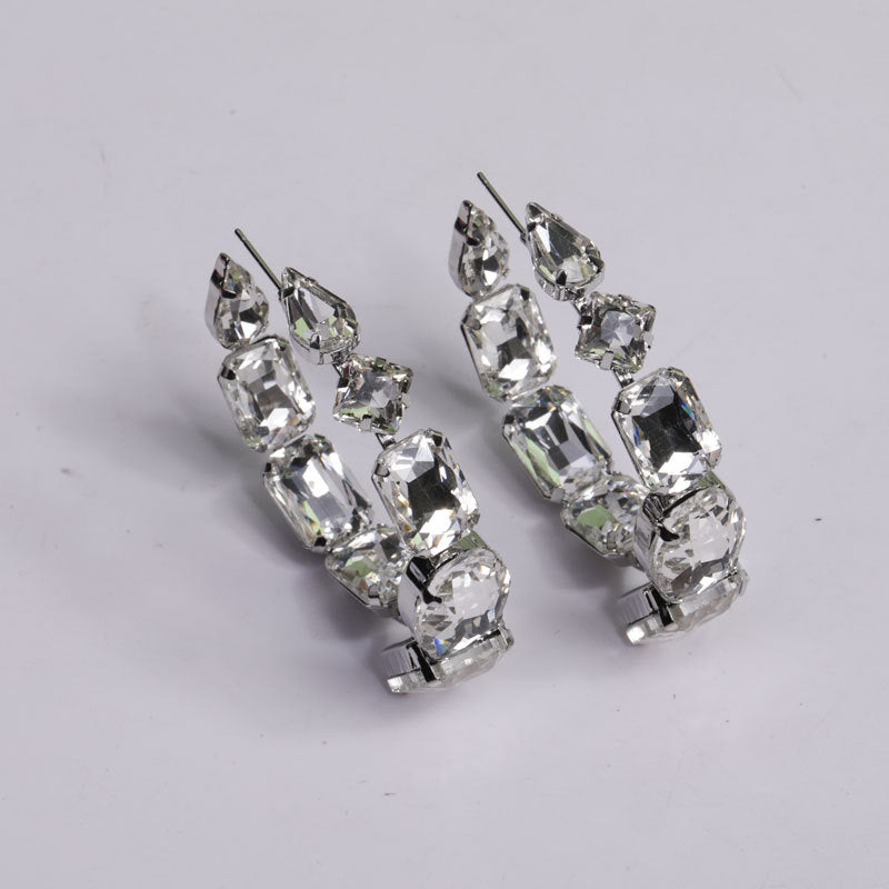 Large Circle Rhinestone Earrings – Crystal Statement