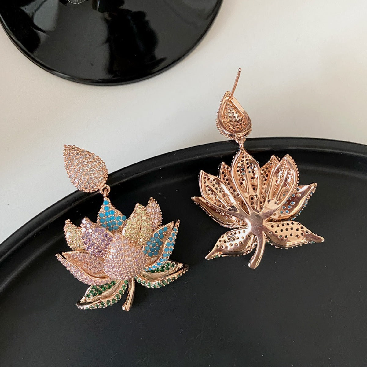 Lotus Flower Diamond Earrings