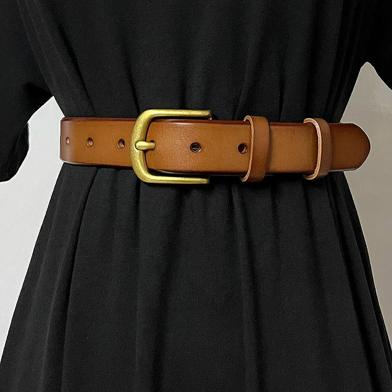 Women's Fashion Genuine Leather Cummerbunds Female Dress Corsets Waistband Belts Decoration Narrow Belt