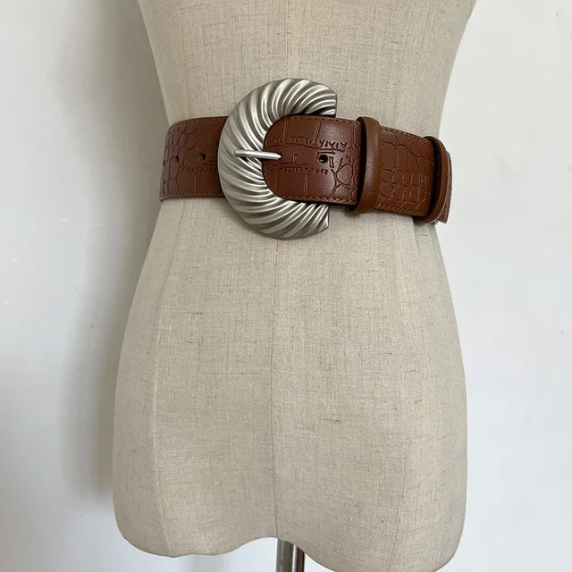 Genuine Leather Wide Waist Belt — Dark Romantic Corset Style