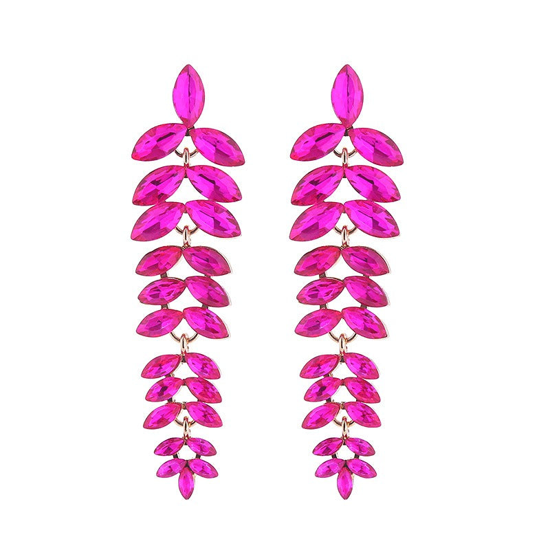 Diamond Leaf Flower Earrings