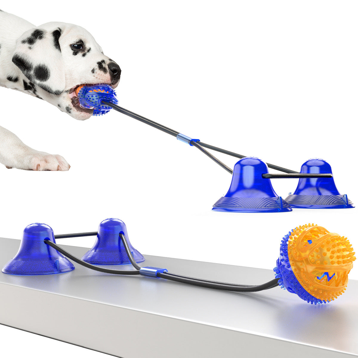 Dog Toy Double Suction Cup Pull Rope Molar Bite Leakage Resistant Food Ball Pet Products