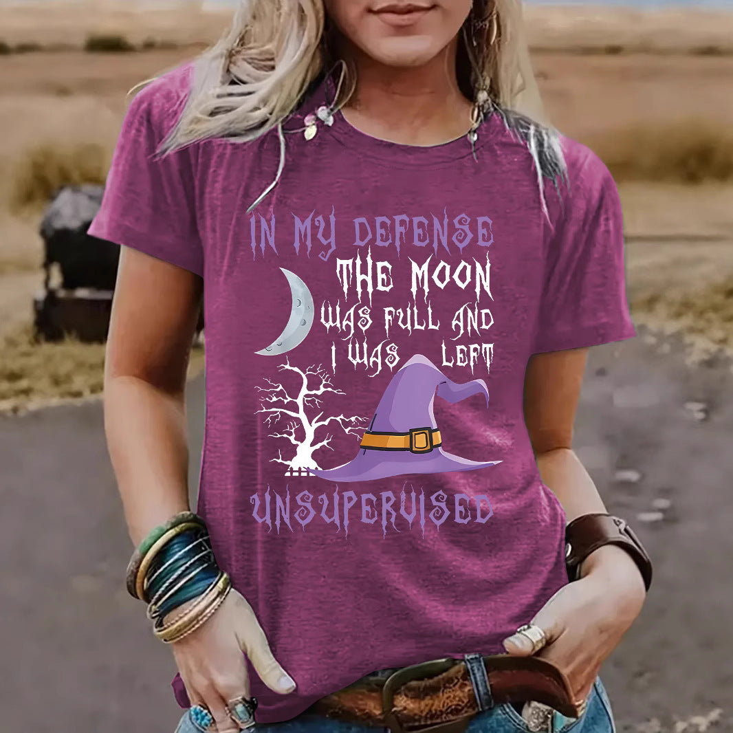 Halloween Witch Pattern Short Sleeve Tee