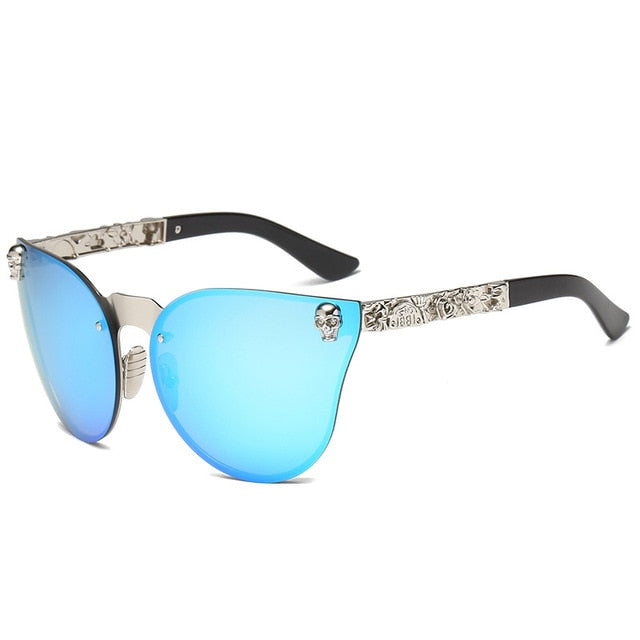 Gothic Skull Sunglasses | Ornate Metal Temple Shield Frames