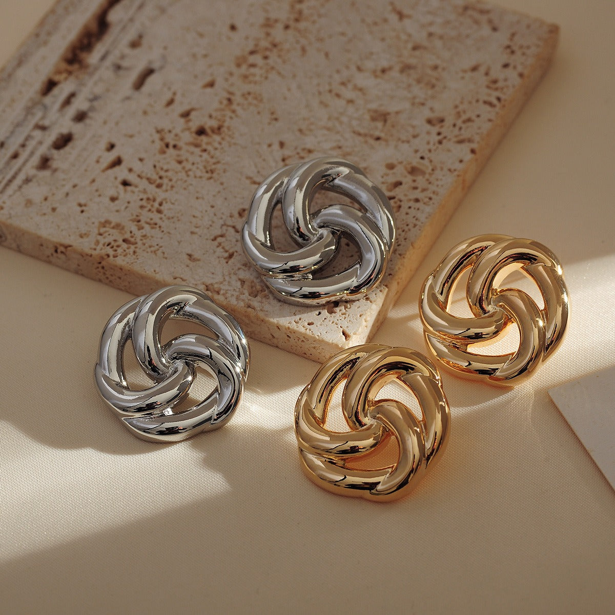 Hollow 3D Flower Earrings