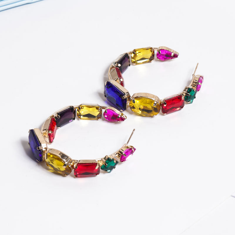 Large Circle Rhinestone Earrings – Crystal Statement