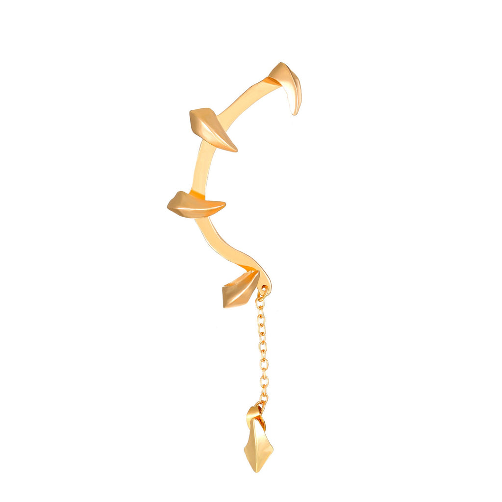 Gothic Devil Minion Ear Clips | No-Pierce Alloy Ear Bone Cuff | Punk Dark Jewelry | White & Gold