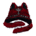 Gothic Cat Ear Fleece Beanie – Dark Aesthetic Winter Hat